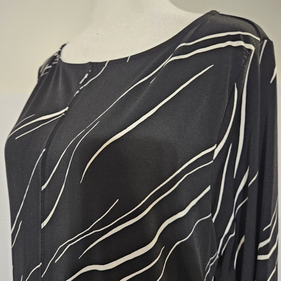 Alfani Size L Black Long-Sleeved Womens Wide Crew Neck Long Dress Shirt  Blouse - Picture 8 of 16